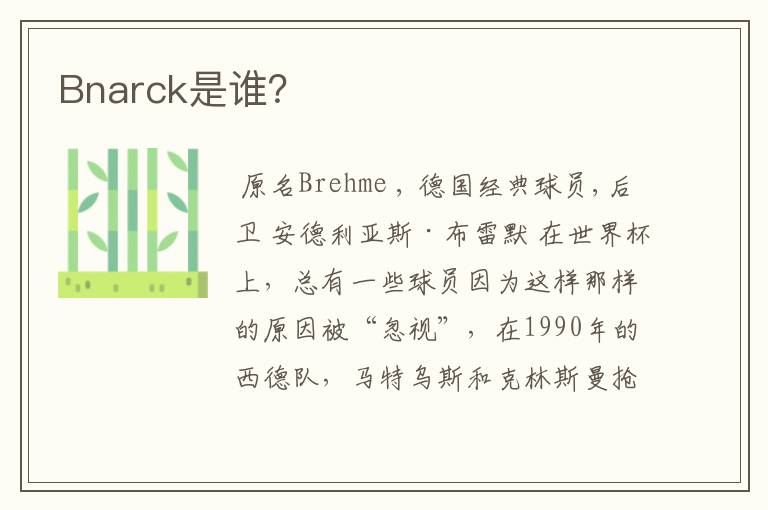 Bnarck是谁?