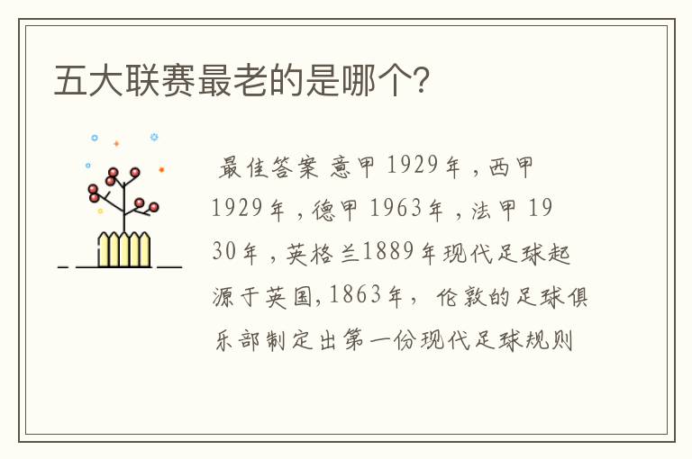 五大联赛最老的是哪个?