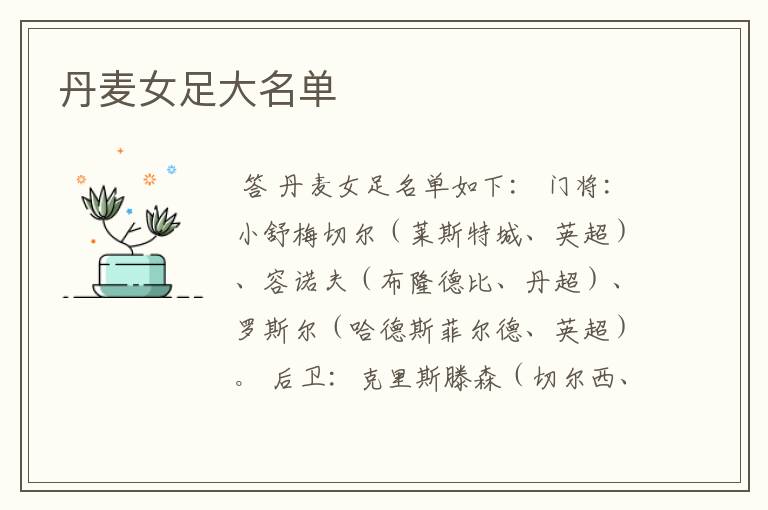 丹麦女足大名单
