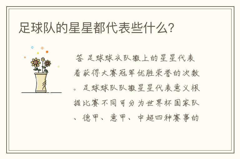 足球队的星星都代表些什么?
