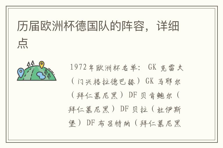 历届欧洲杯德国队的阵容,详细点