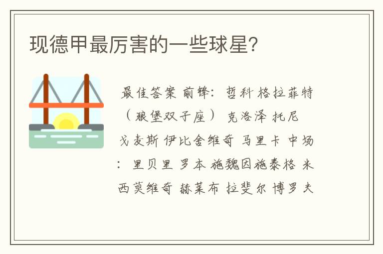 现德甲最厉害的一些球星?
