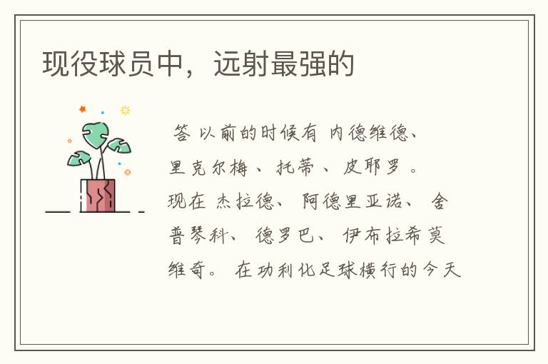 现役球员中,远射最强的