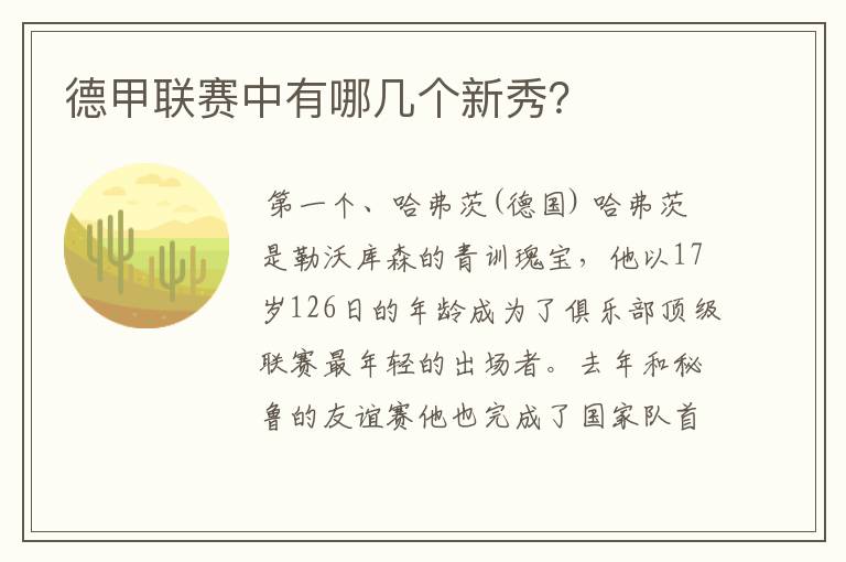 德甲联赛中有哪几个新秀？