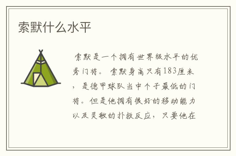 索默什么水平