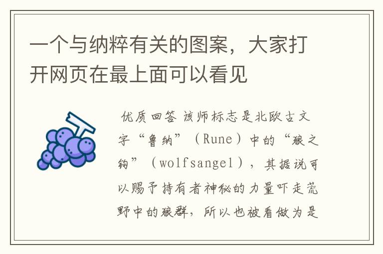 一个与纳粹有关的图案,大家打开网页在最上面可以看见