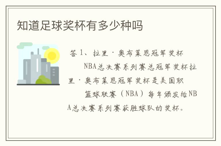 知道足球奖杯有多少种吗