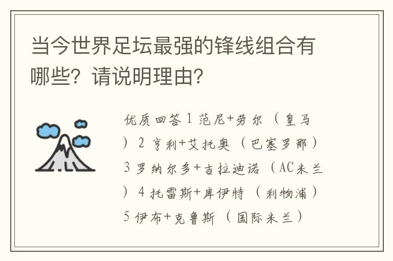 当今世界足坛最强的锋线组合有哪些?请说明理由?