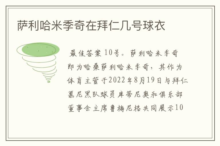 萨利哈米季奇在拜仁几号球衣