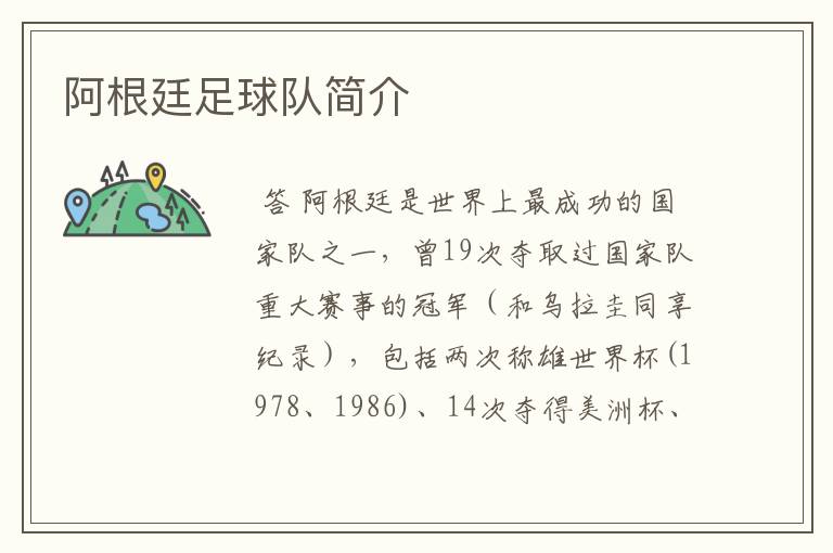 阿根廷足球队简介