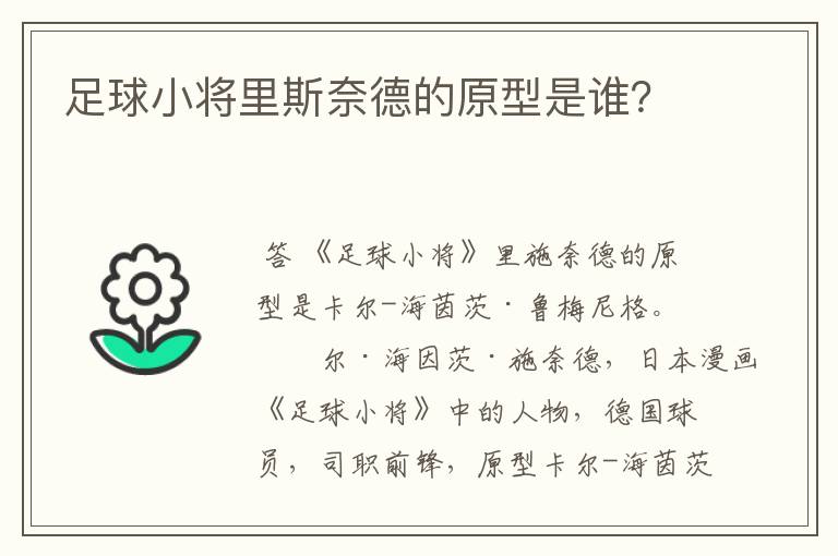足球小将里斯奈德的原型是谁？