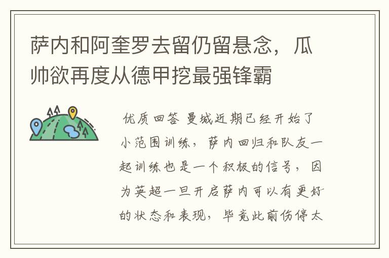 萨内和阿奎罗去留仍留悬念,瓜帅欲再度从德甲挖最强锋霸