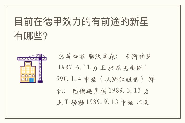 目前在德甲效力的有前途的新星有哪些?