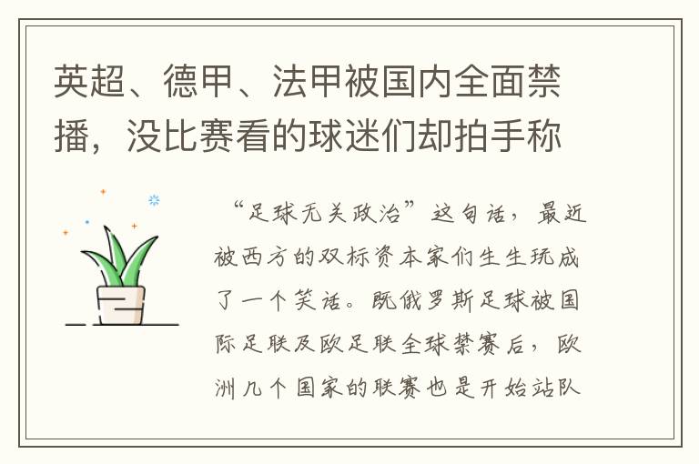 英超、德甲、法甲被国内全面禁播,没比赛看的球迷们却拍手称快