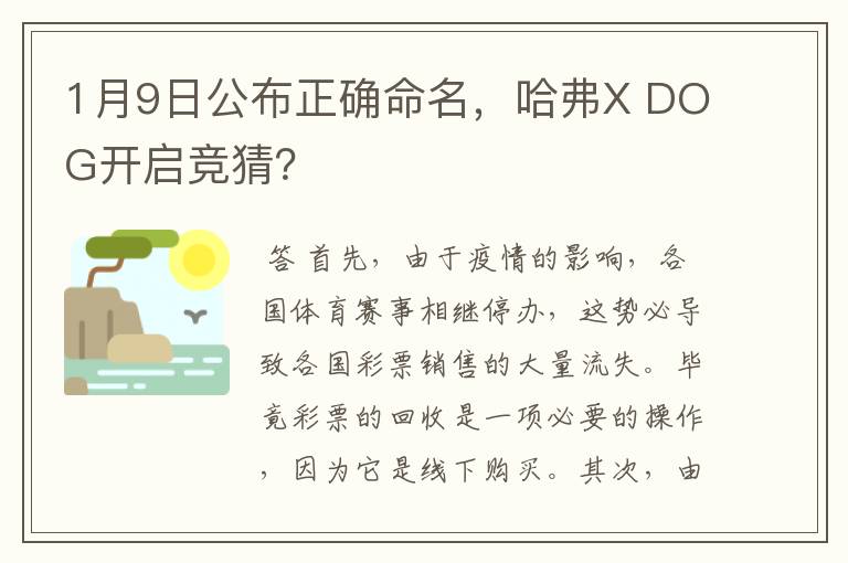1月9日公布正确命名,哈弗X DOG开启竞猜?