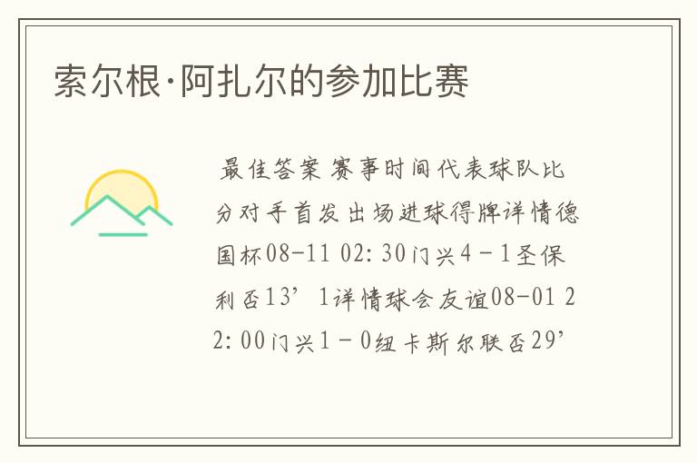 索尔根·阿扎尔的参加比赛