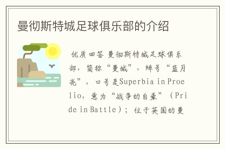 曼彻斯特城足球俱乐部的介绍