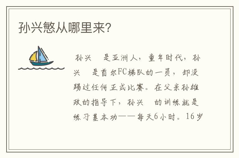 孙兴慜从哪里来?