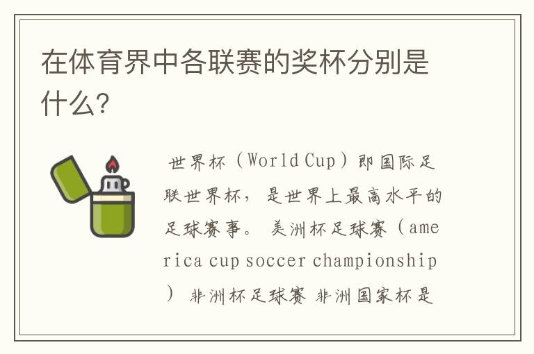 在体育界中各联赛的奖杯分别是什么?