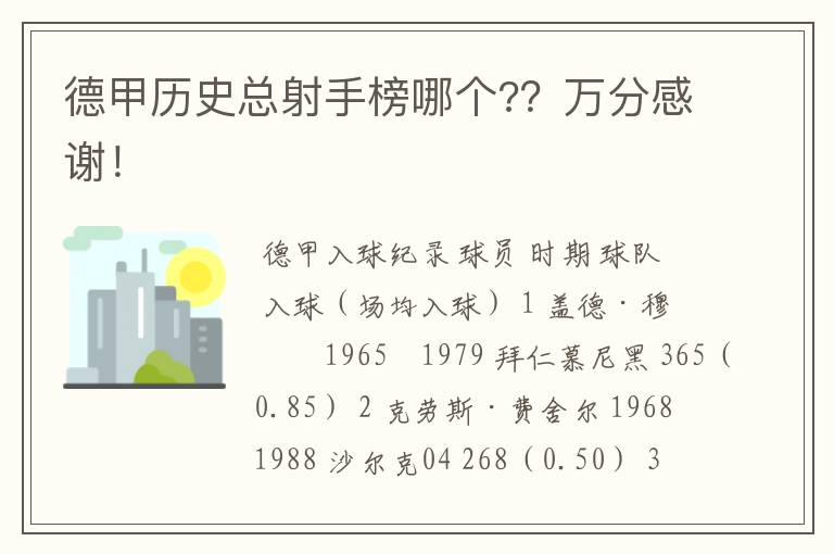 德甲历史总射手榜哪个??万分感谢!