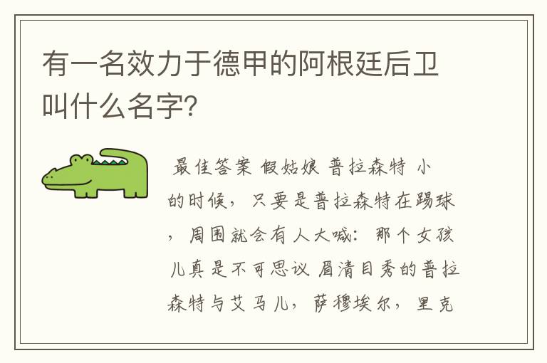 有一名效力于德甲的阿根廷后卫叫什么名字?