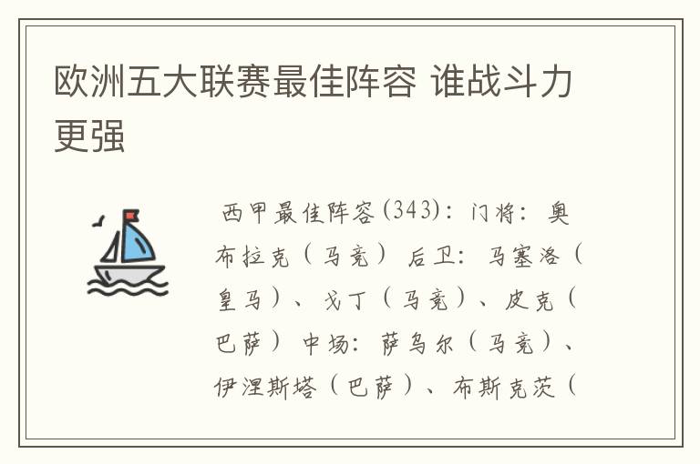 欧洲五大联赛最佳阵容 谁战斗力更强