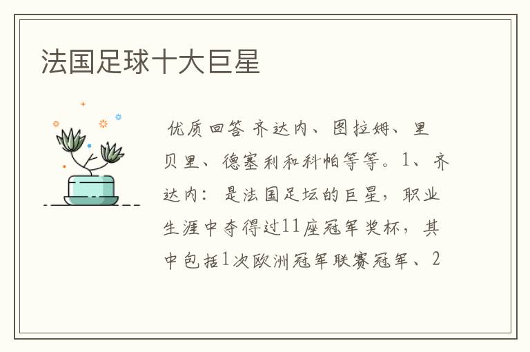 法国足球十大巨星