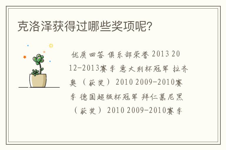 克洛泽获得过哪些奖项呢?