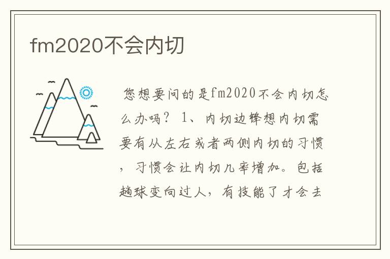 fm2020不会内切