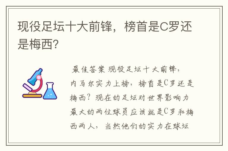 现役足坛十大前锋,榜首是C罗还是梅西?