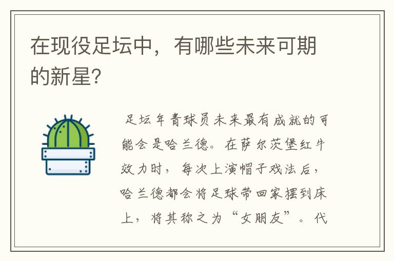 在现役足坛中,有哪些未来可期的新星?