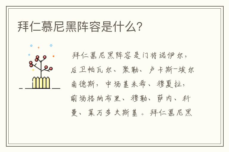 拜仁慕尼黑阵容是什么?