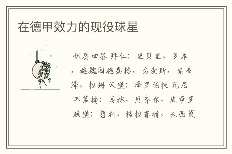 在德甲效力的现役球星