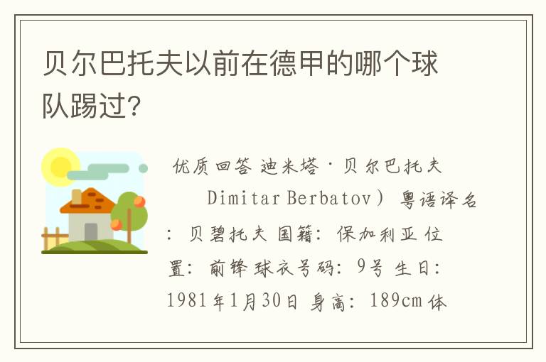 贝尔巴托夫以前在德甲的哪个球队踢过?
