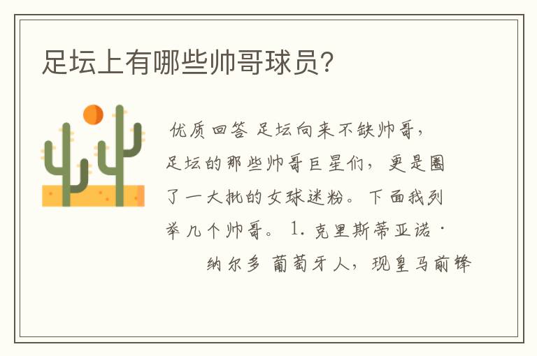 足坛上有哪些帅哥球员?