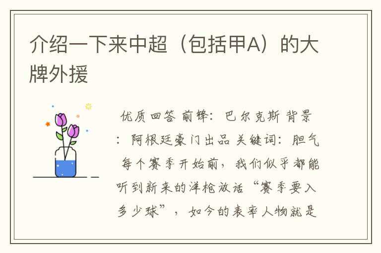 介绍一下来中超(包括甲A)的大牌外援
