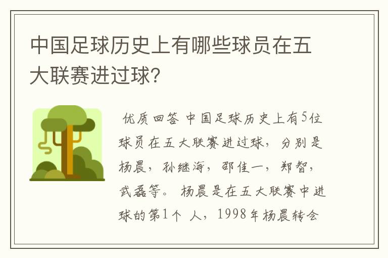 中国足球历史上有哪些球员在五大联赛进过球?