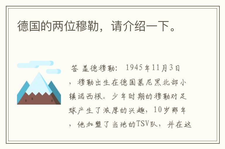 德国的两位穆勒,请介绍一下。
