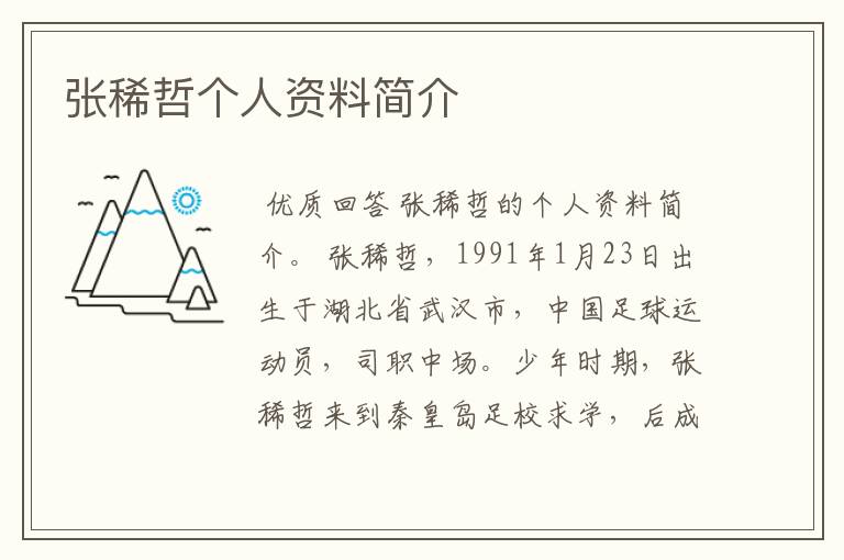 张稀哲个人资料简介