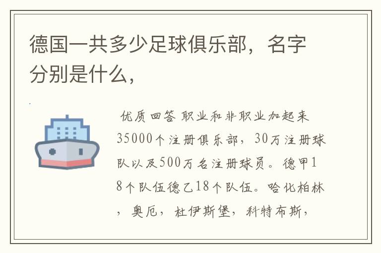 德国一共多少足球俱乐部,名字分别是什么,