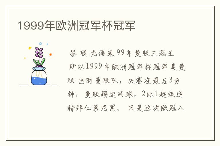 1999年欧洲冠军杯冠军