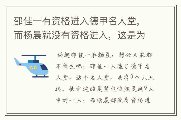 邵佳一有资格进入德甲名人堂,而杨晨就没有资格进入,这是为何?
