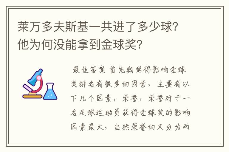 莱万多夫斯基一共进了多少球?他为何没能拿到金球奖?