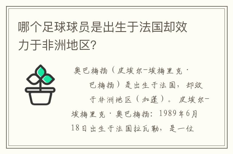 哪个足球球员是出生于法国却效力于非洲地区?