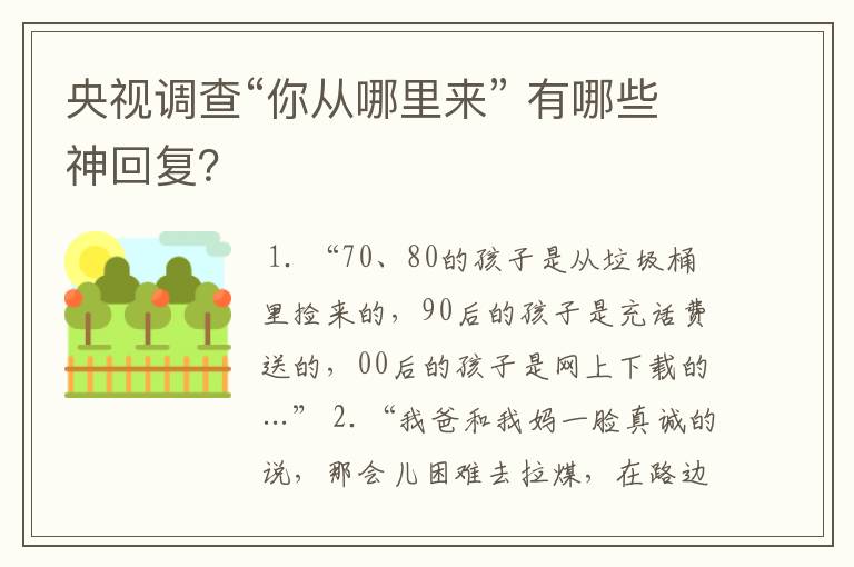 央视调查“你从哪里来” 有哪些神回复?