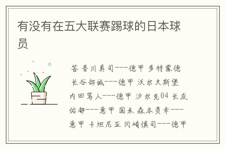 有没有在五大联赛踢球的日本球员