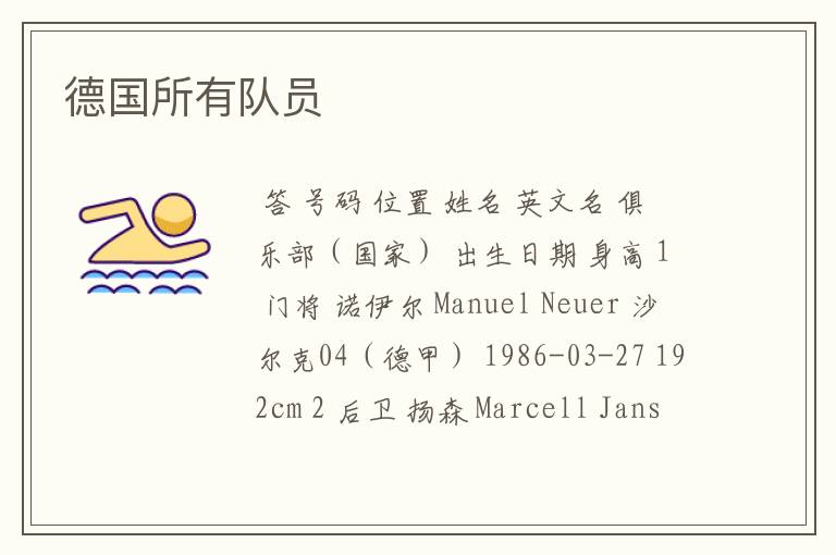 德国所有队员