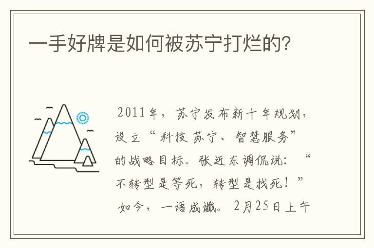 一手好牌是如何被苏宁打烂的?