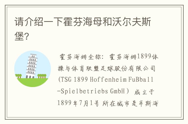 请介绍一下霍芬海母和沃尔夫斯堡?