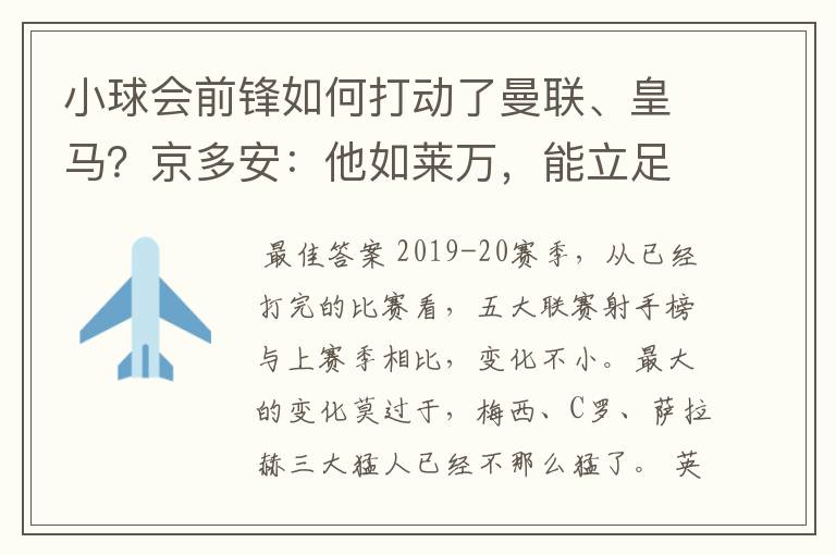 小球会前锋如何打动了曼联、皇马?京多安:他如莱万,能立足big6